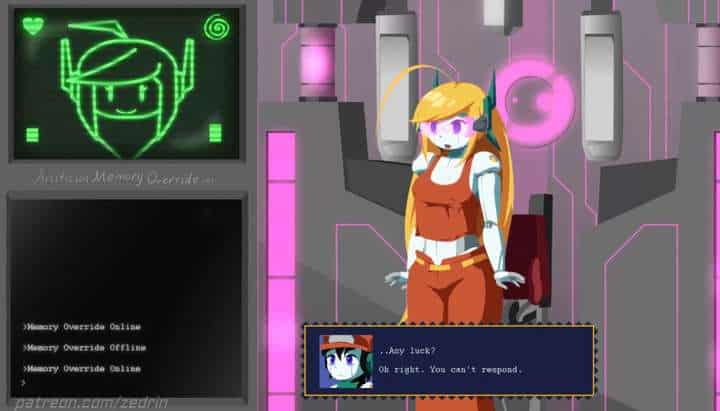 Robot Girl follar escena en Curly Bace Hacked 2