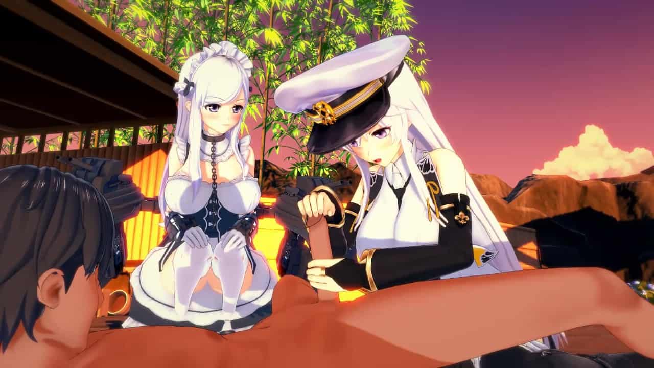 Azur Lane Trío Belfast X Enterprise sexo
